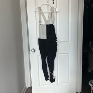 Guess black and white denim overalls